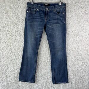 Express Jeans Womens Size 10R Blue Barely Boot Low Rise Denim Y2K Distressed